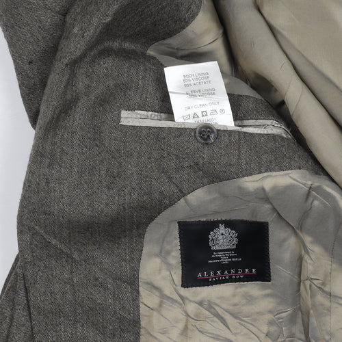 Alexandre Grey Herringbone Wool Men's Blazer Size 38R