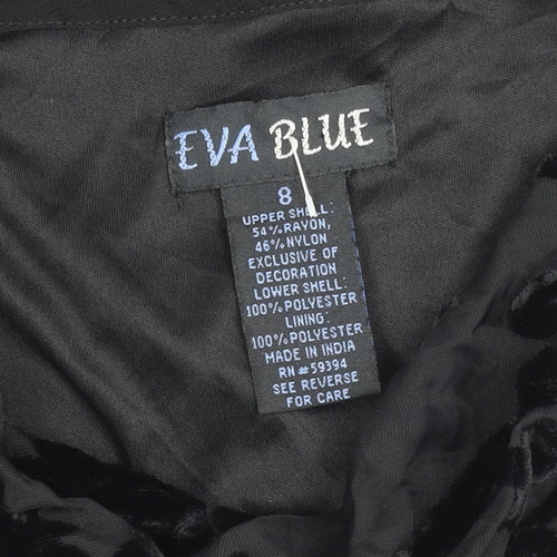 Eva Blue Women's Black Dress Size 8 Rayon Blend