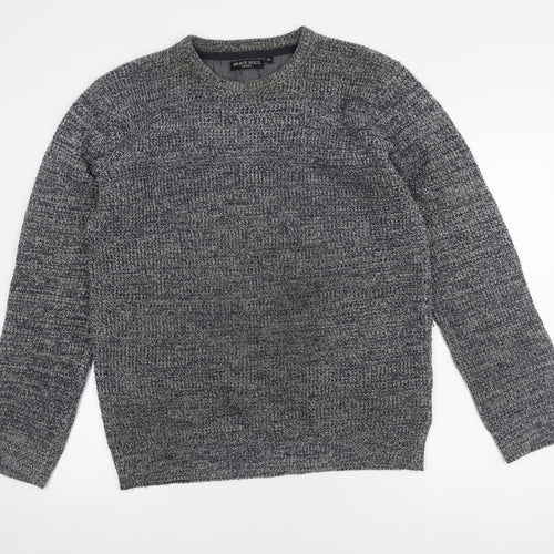 Brave Soul Men's Grey Acrylic Crew Neck Jumper M