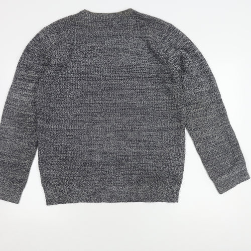 Brave Soul Men's Grey Acrylic Crew Neck Jumper M