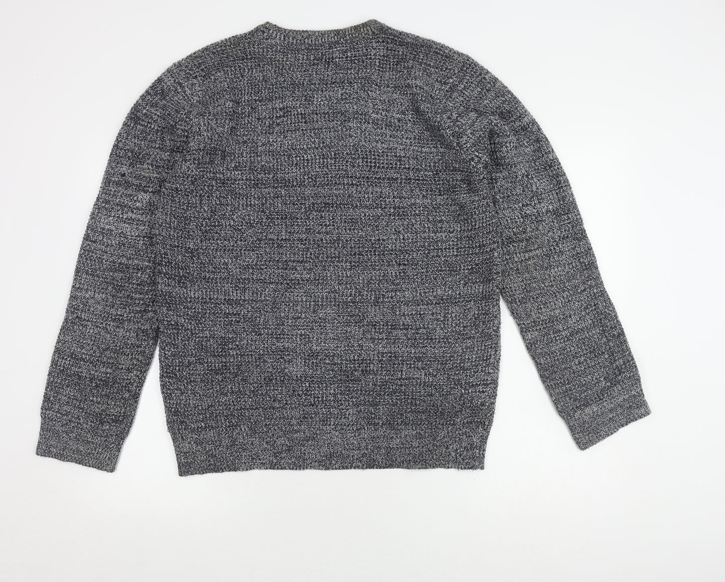 Brave Soul Men's Grey Acrylic Crew Neck Jumper M