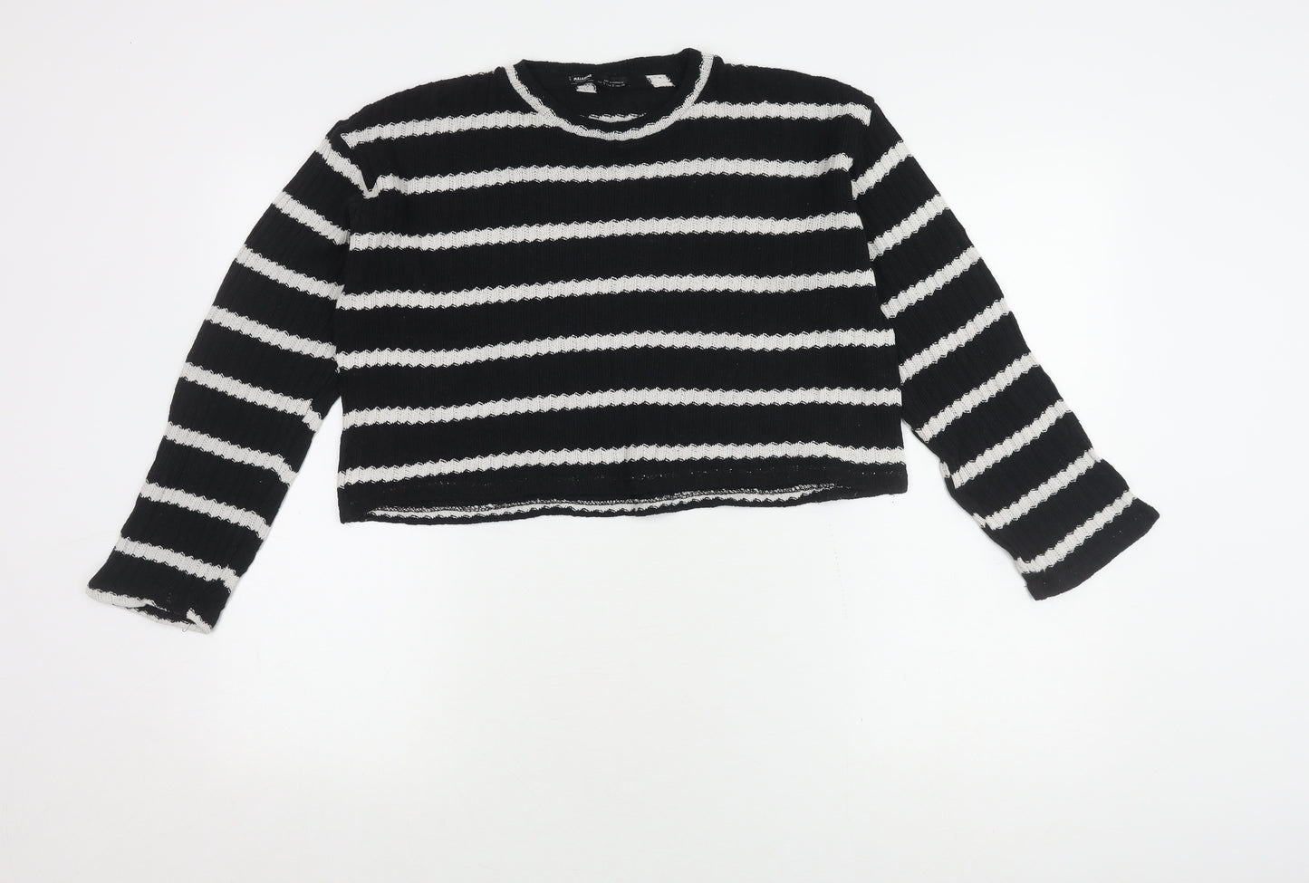 Pull&Bear Women's Black Striped Jumper, Size S