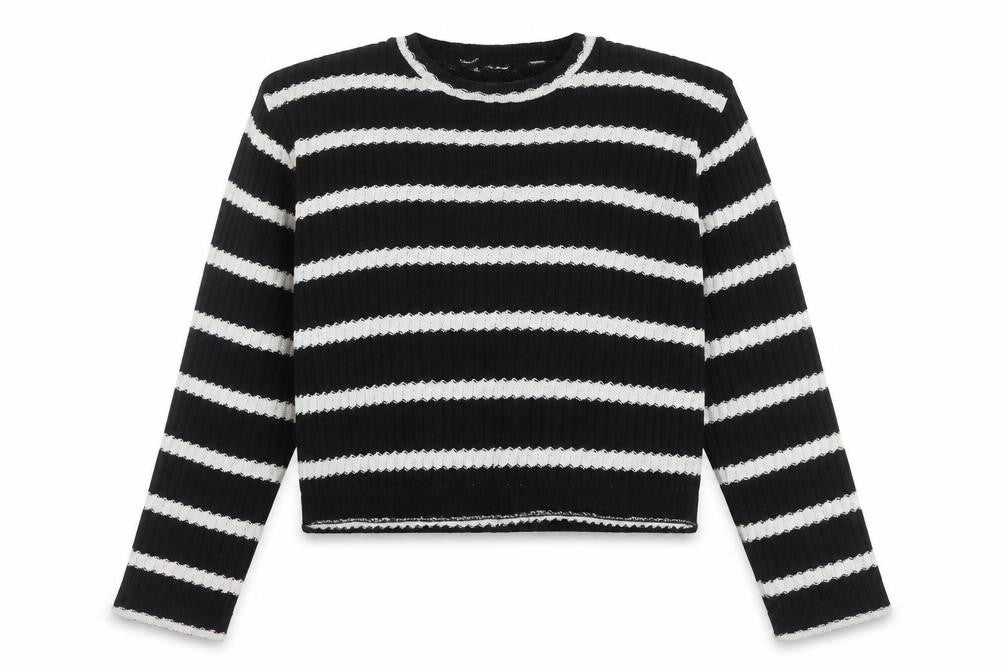 Front view of Pull&Bear Women's Black Striped Jumper, size S