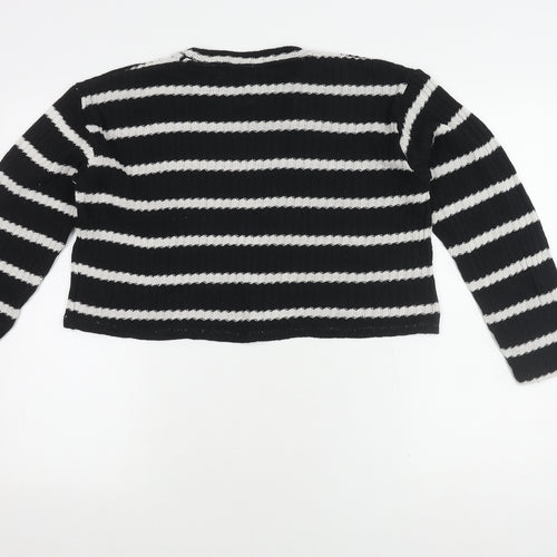 Pull&Bear Women's Black Striped Jumper, Size S