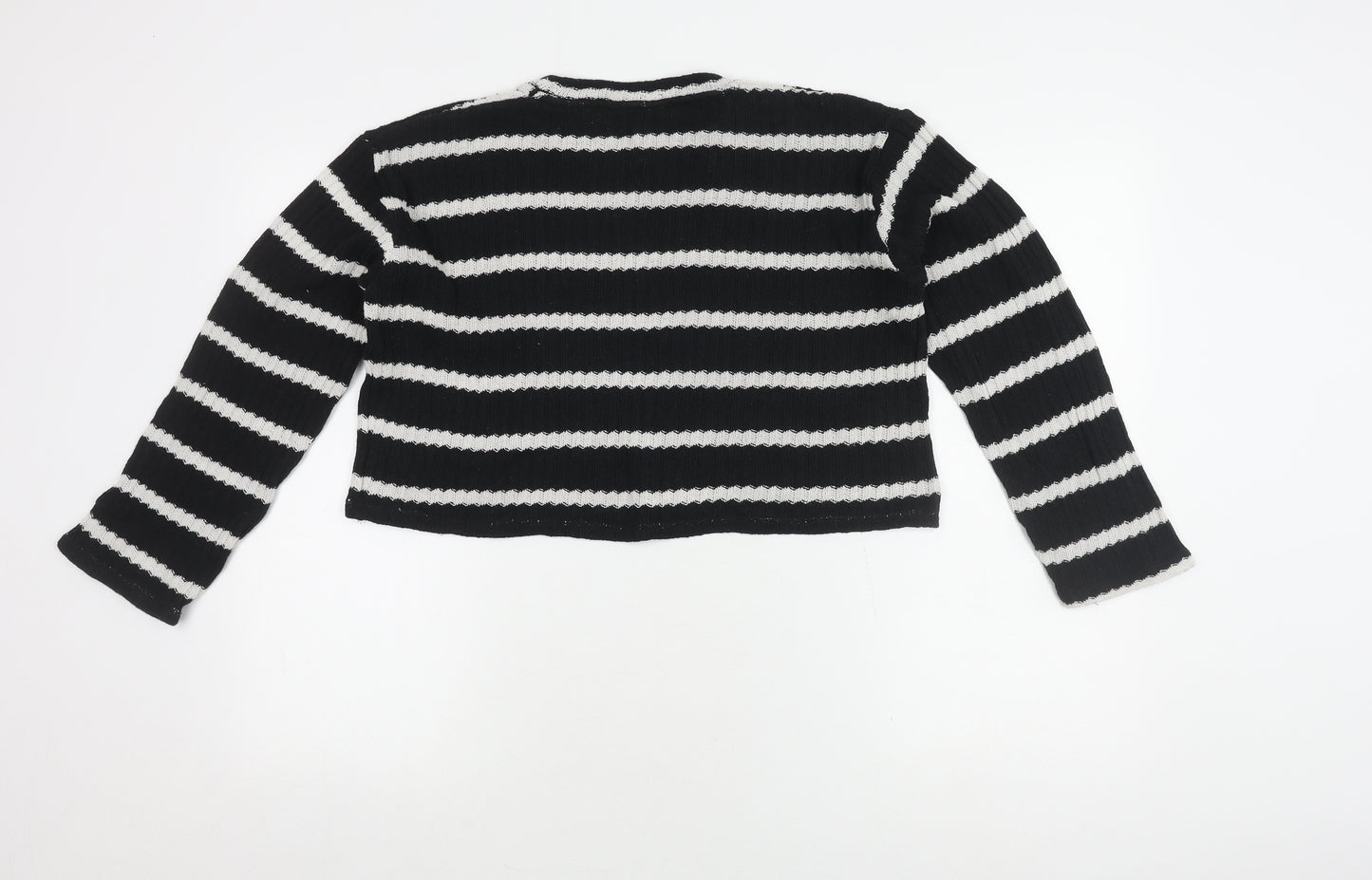 Pull&Bear Women's Black Striped Jumper, Size S