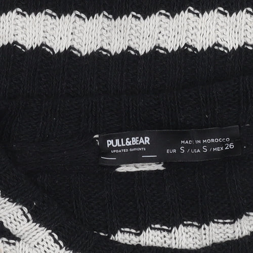 Pull&Bear Women's Black Striped Jumper, Size S