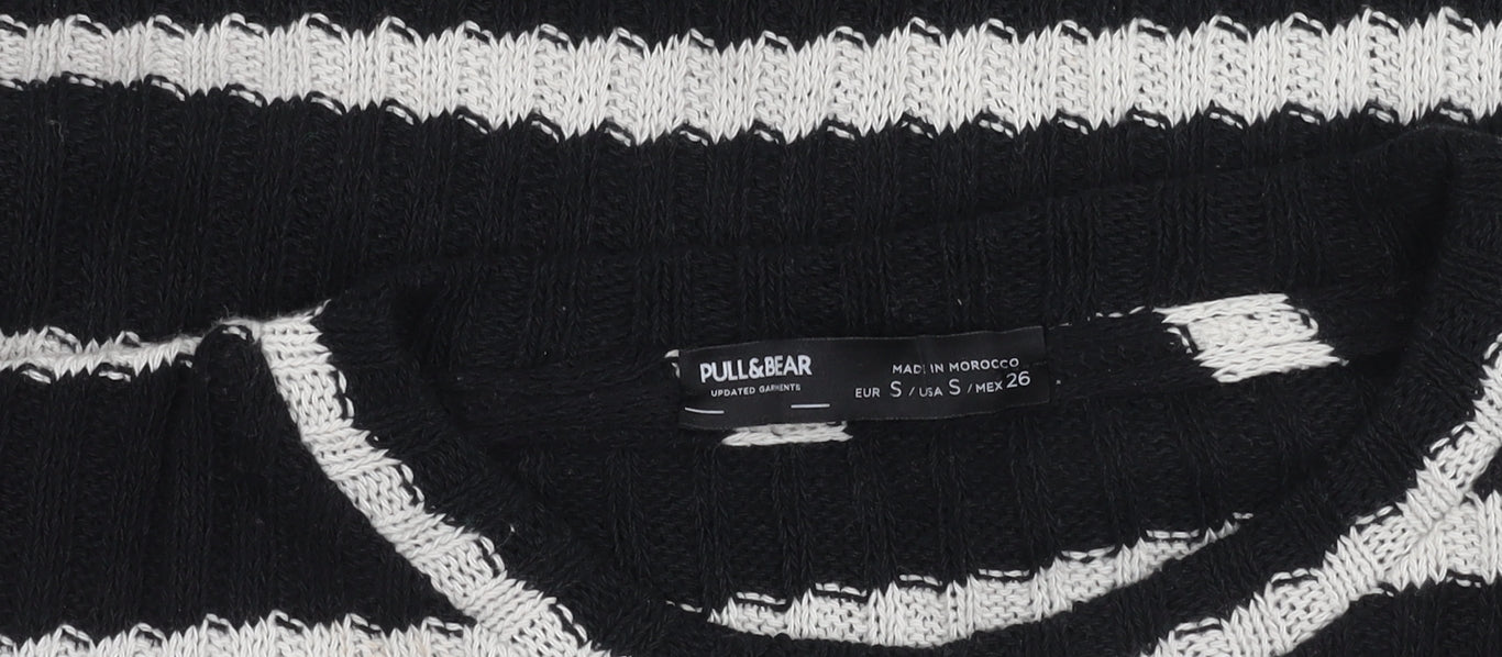 Pull&Bear Women's Black Striped Jumper, Size S