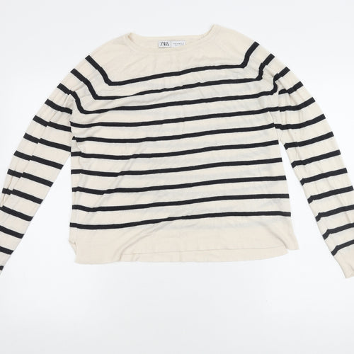 Zara Women's Multicoloured Striped Jumper M