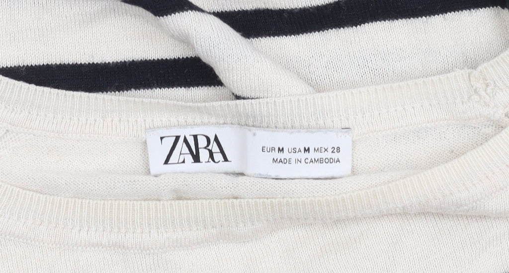 Zara Women's Multicoloured Striped Jumper M