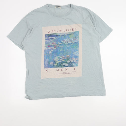 Pull & Bear Men's Art Graphic Blue T-Shirt L