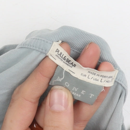 Pull & Bear Men's Art Graphic Blue T-Shirt L