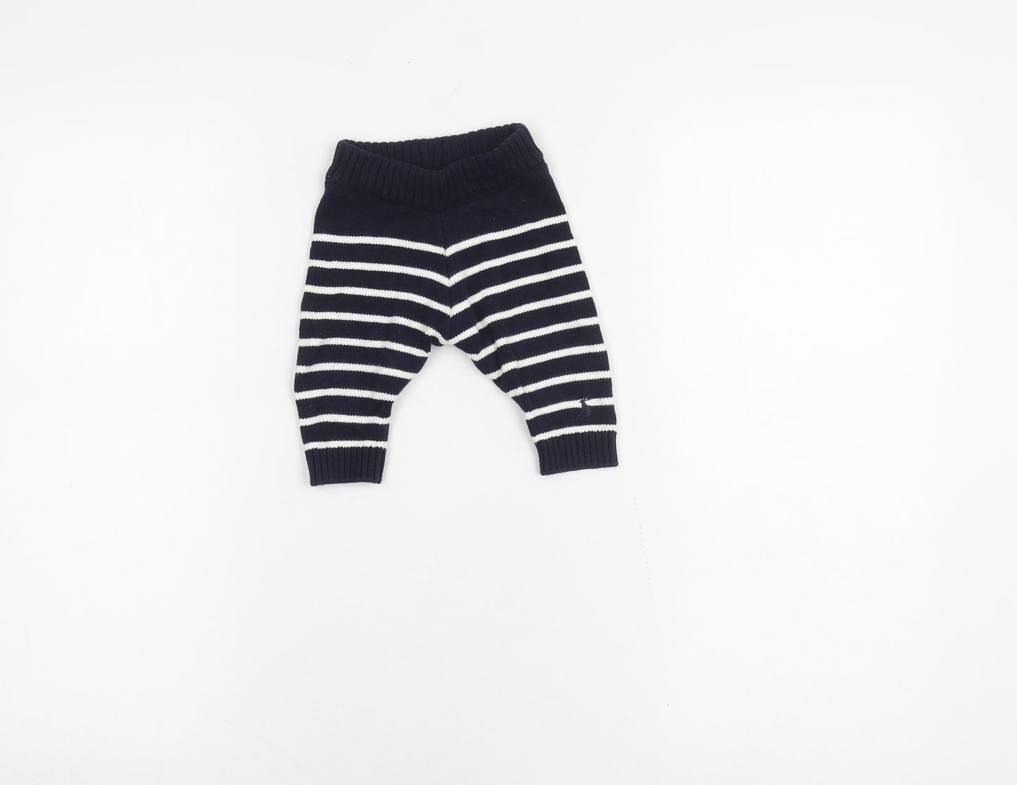 Unisex Baby Blue Striped Cotton Knit Trousers, Size Up to 1M