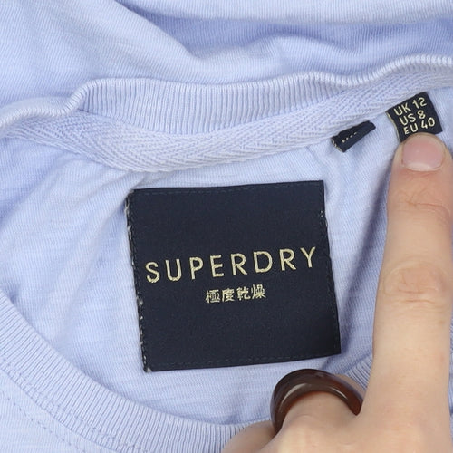 Superdry Women's Blue T-Shirt, Size 12, Cotton, Crew Neck