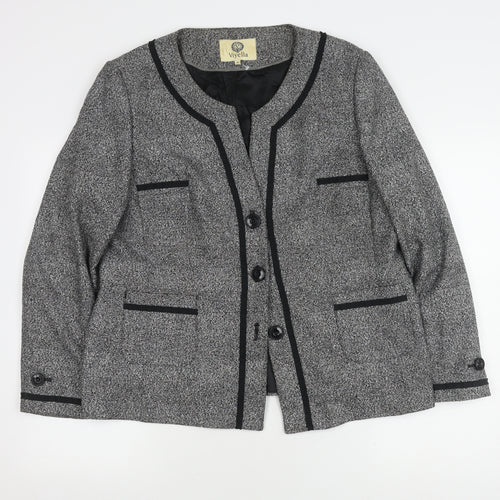 Viyella Women's Grey Herringbone Suit Jacket Size 18