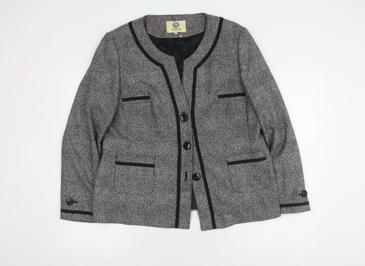 Viyella Women's Grey Herringbone Suit Jacket Size 18