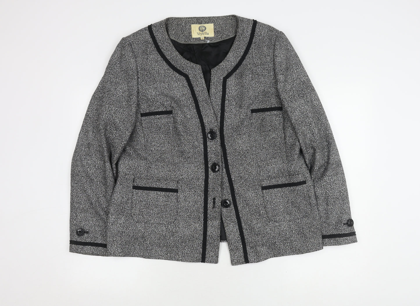 Viyella Women's Grey Herringbone Suit Jacket Size 18