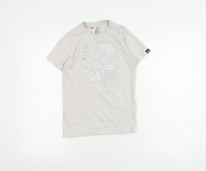 Adidas Boys Beige Graphic T-Shirt 9-10 Years