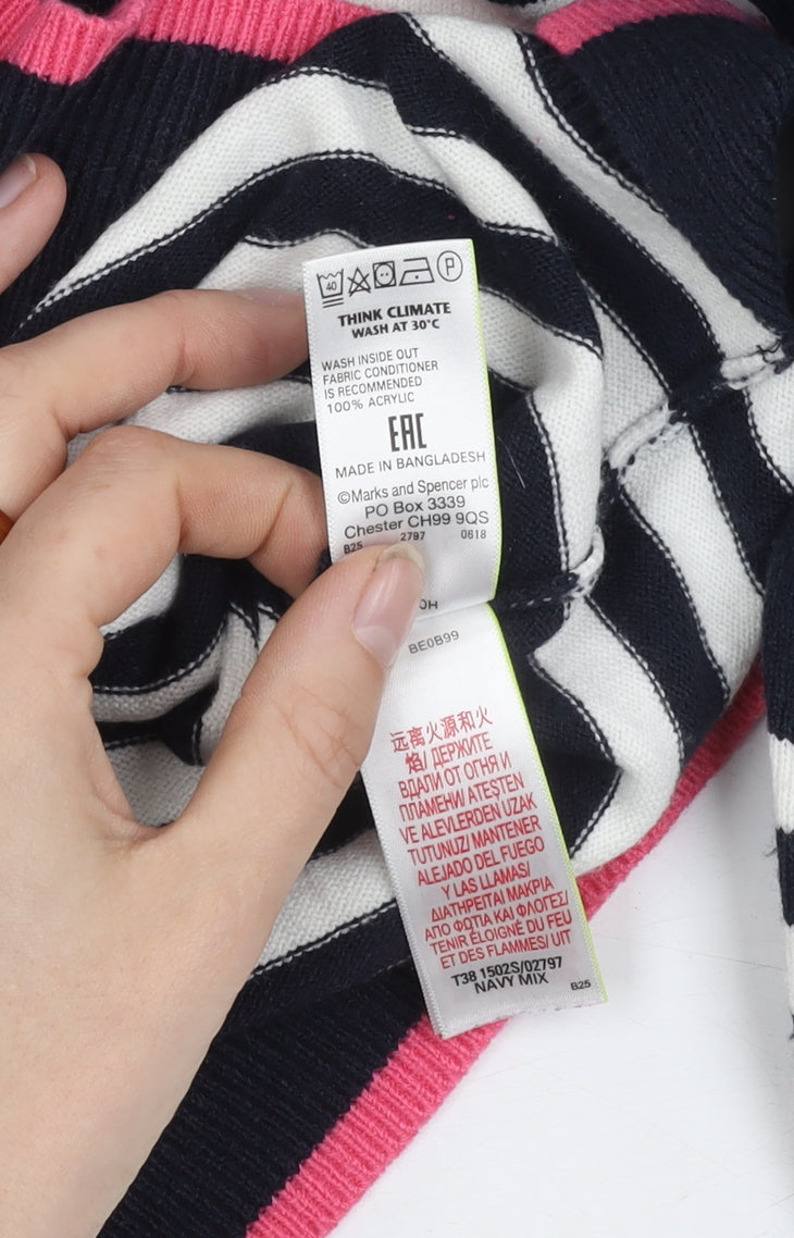 Marks and Spencer Women's Striped Jumper, Size 14 Multicoloured