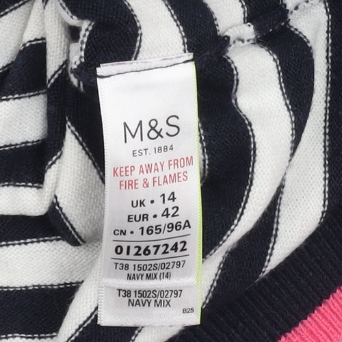 Marks and Spencer Women's Striped Jumper, Size 14 Multicoloured