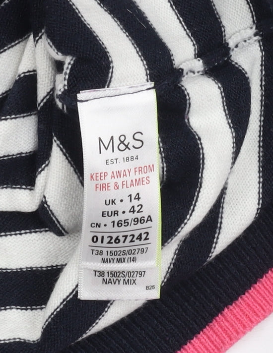 Marks and Spencer Women's Striped Jumper, Size 14 Multicoloured