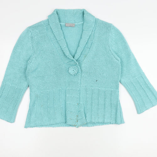 Per Una Women's Blue Cardigan M Knit Button Spring