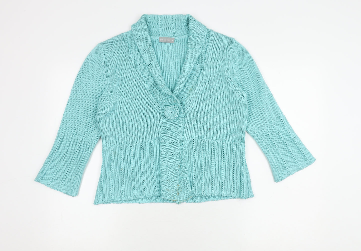 Per Una Women's Blue Cardigan M Knit Button Spring