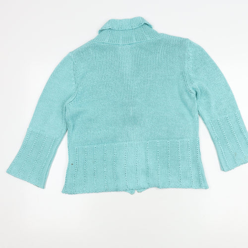 Per Una Women's Blue Cardigan M Knit Button Spring