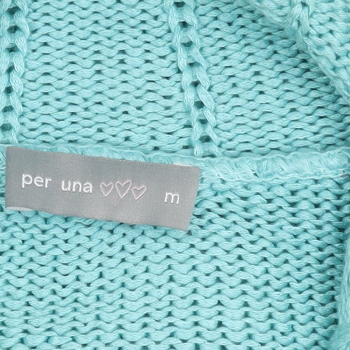 Per Una Women's Blue Cardigan M Knit Button Spring