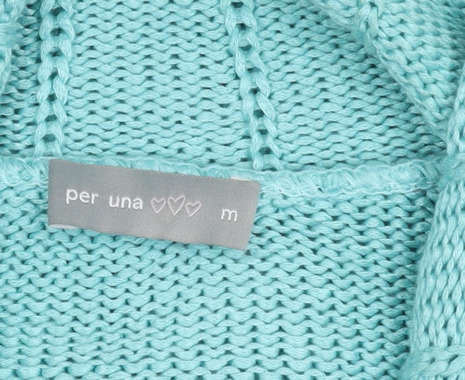 Per Una Women's Blue Cardigan M Knit Button Spring