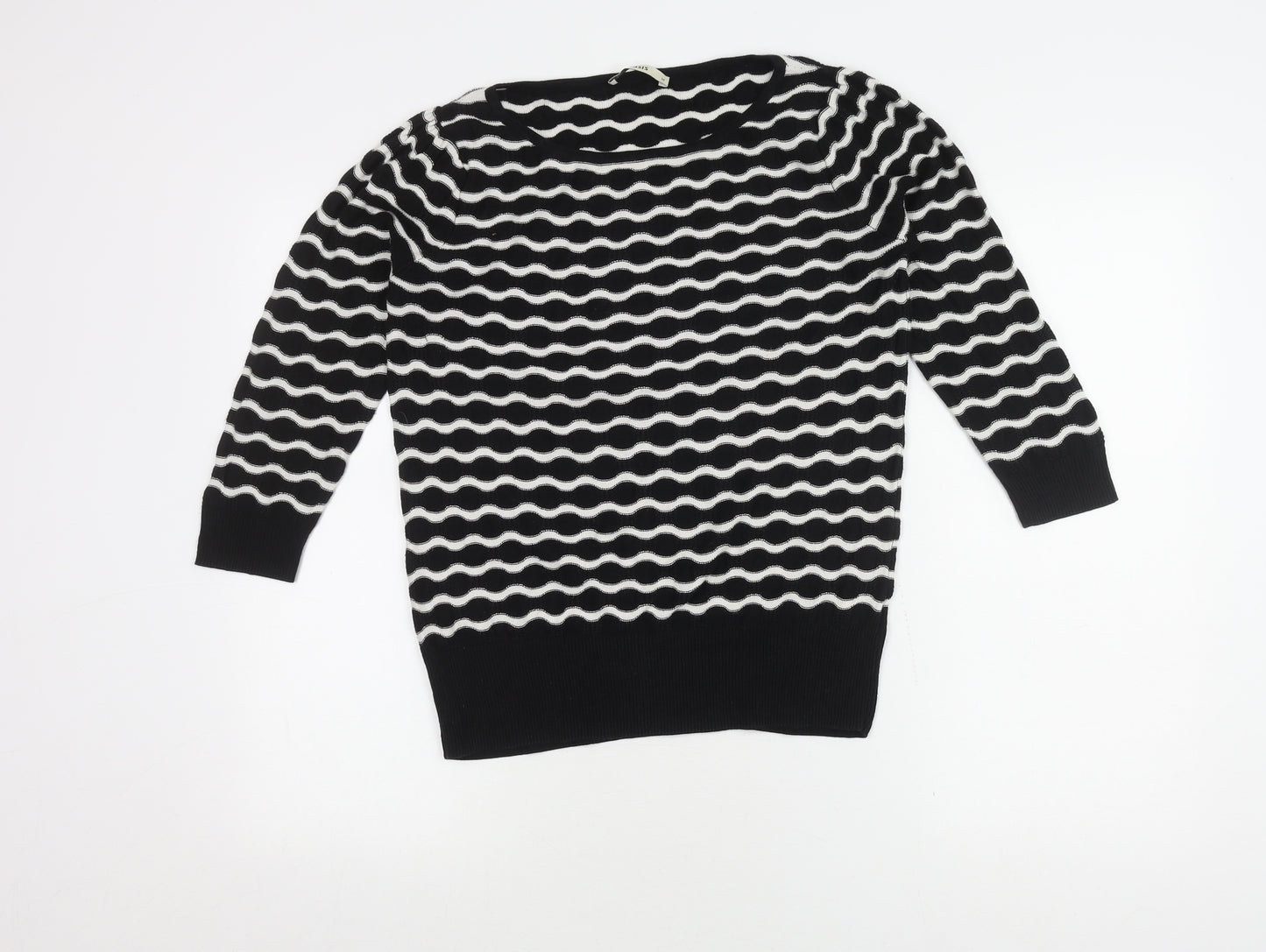 Oasis Womens Black Striped Pullover Jumper - M