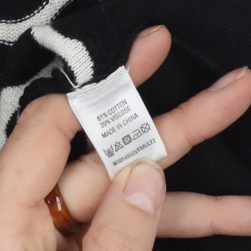 Oasis Womens Black Striped Pullover Jumper - M