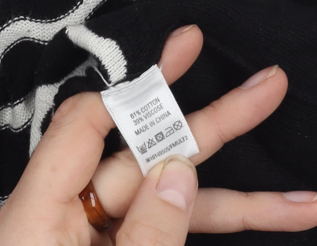 Oasis Womens Black Striped Pullover Jumper - M