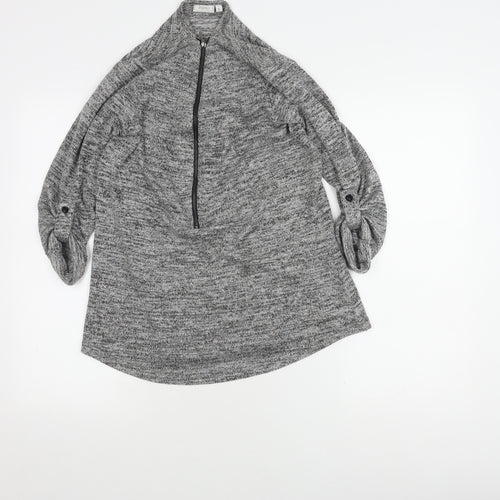 Fransa Women's Grey 3/4 Sleeve Knit Jumper, Size S