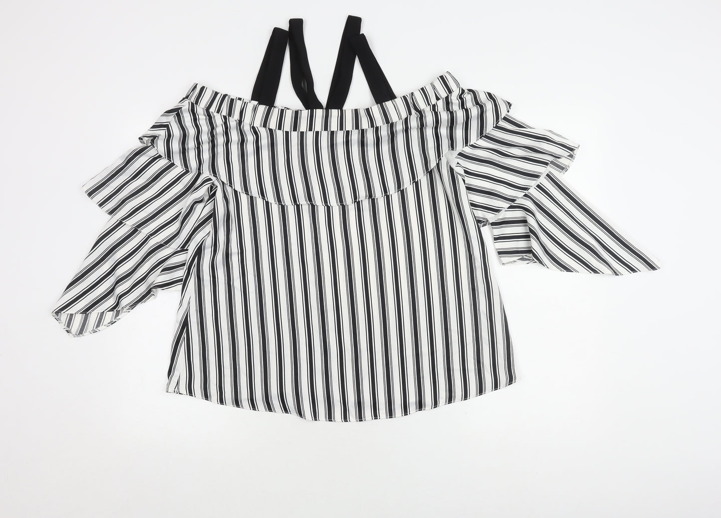 River Island Women's Striped Ruffle Top Multicoloured Size 10