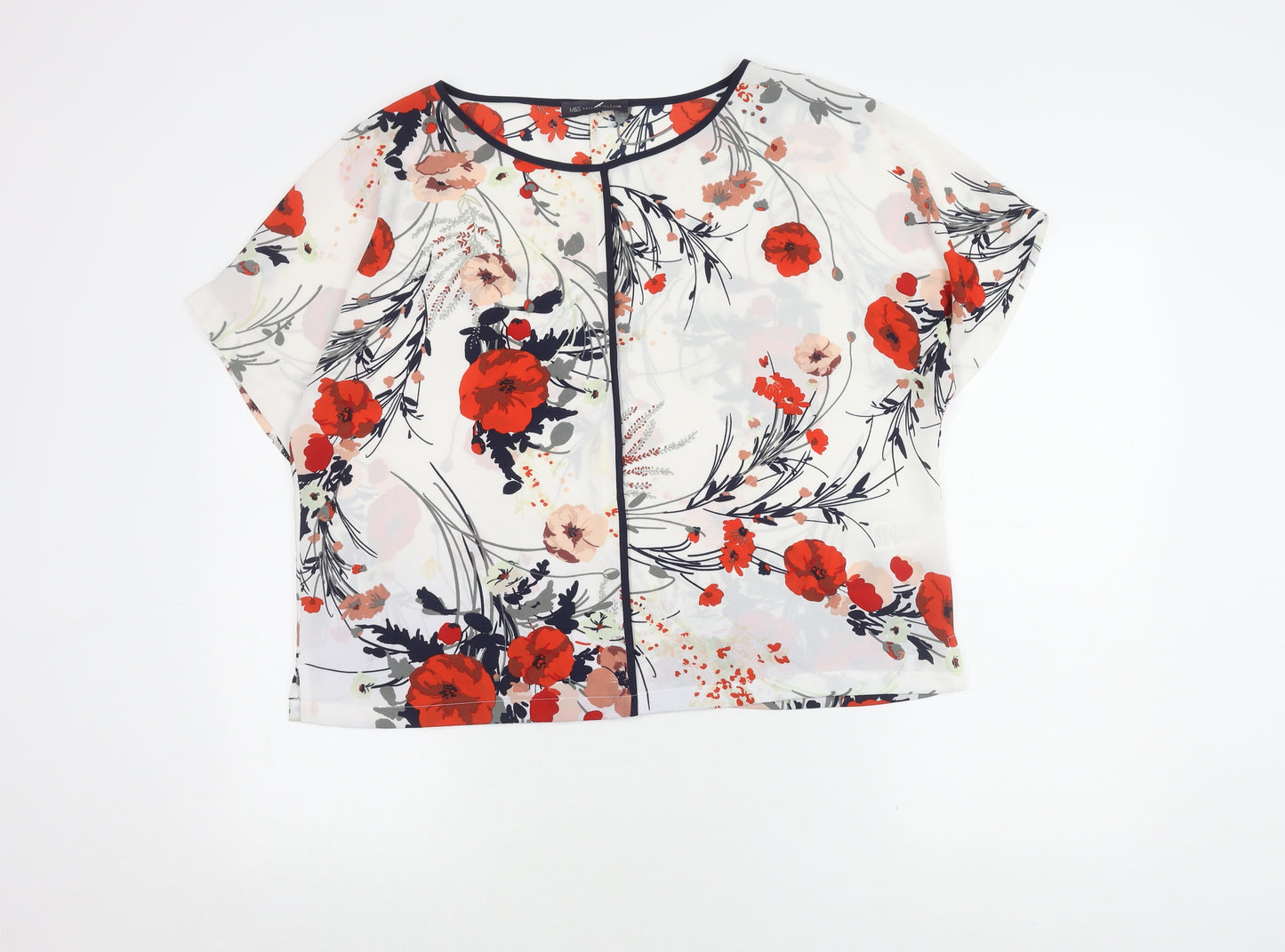 Marks and Spencer Women's Floral Top, Multicoloured, Size 16