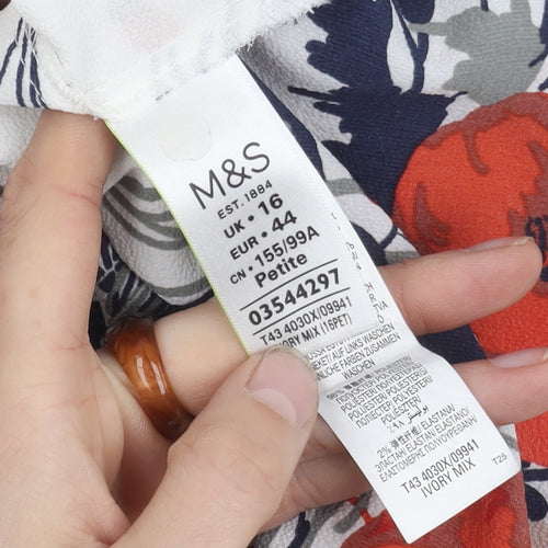 Marks and Spencer Women's Floral Top, Multicoloured, Size 16