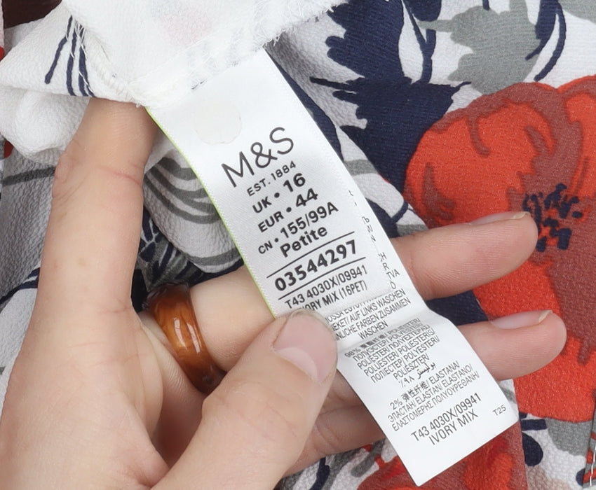 Marks and Spencer Women's Floral Top, Multicoloured, Size 16