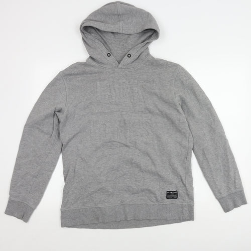 Jack & Jones Men's Grey Hoodie, 1X, Logo Accent