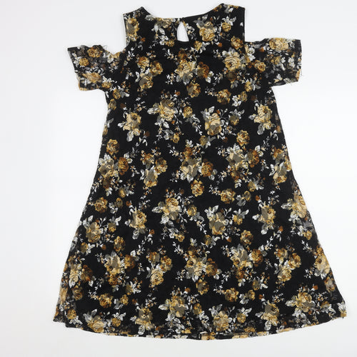 Select Women's Black Floral Cold Shoulder Dress Size 16