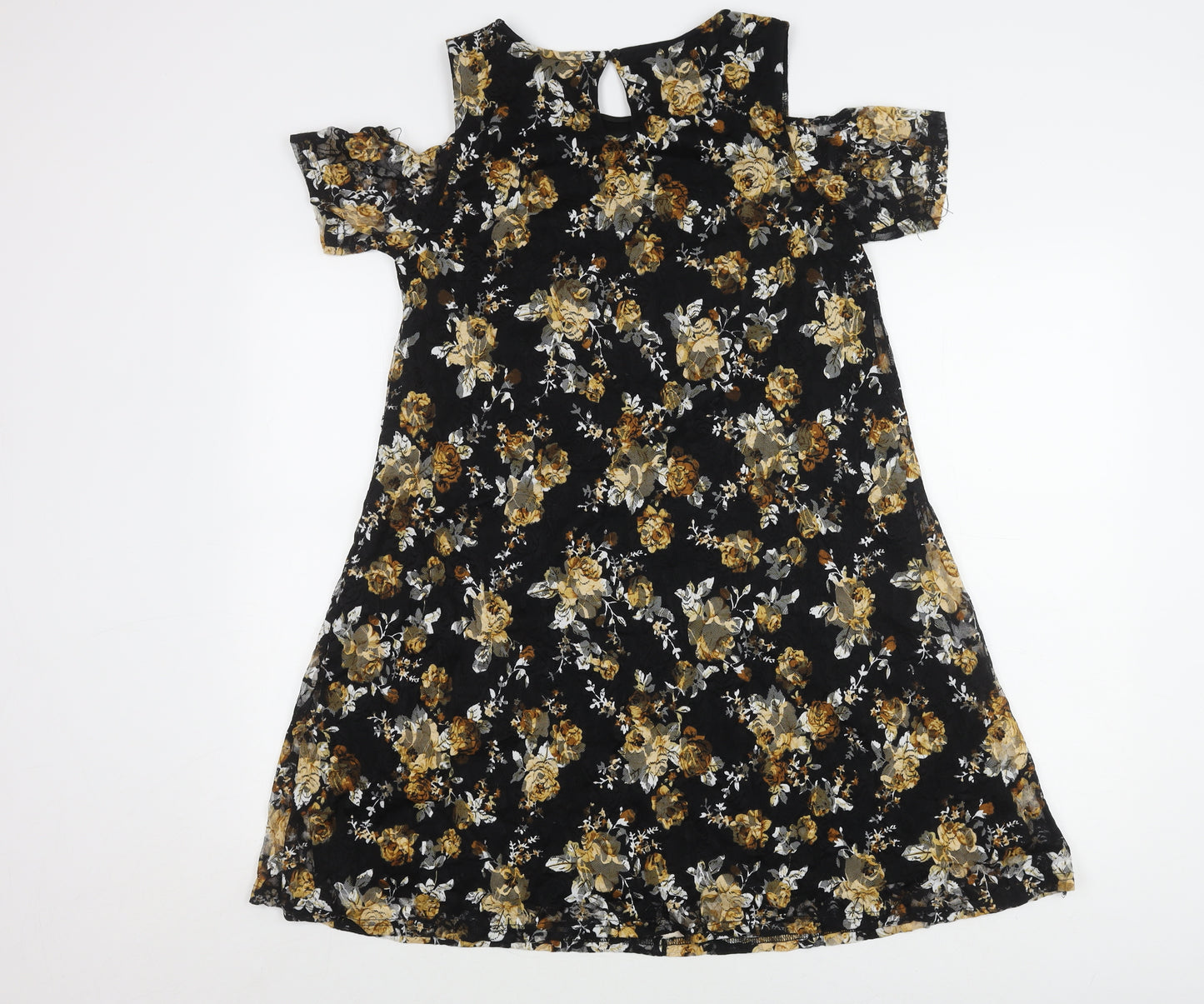 Select Women's Black Floral Cold Shoulder Dress Size 16