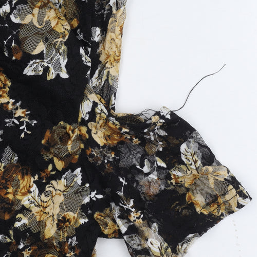 Select Women's Black Floral Cold Shoulder Dress Size 16