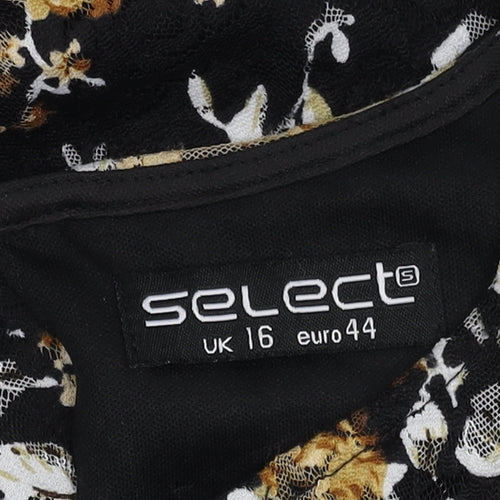 Select Women's Black Floral Cold Shoulder Dress Size 16
