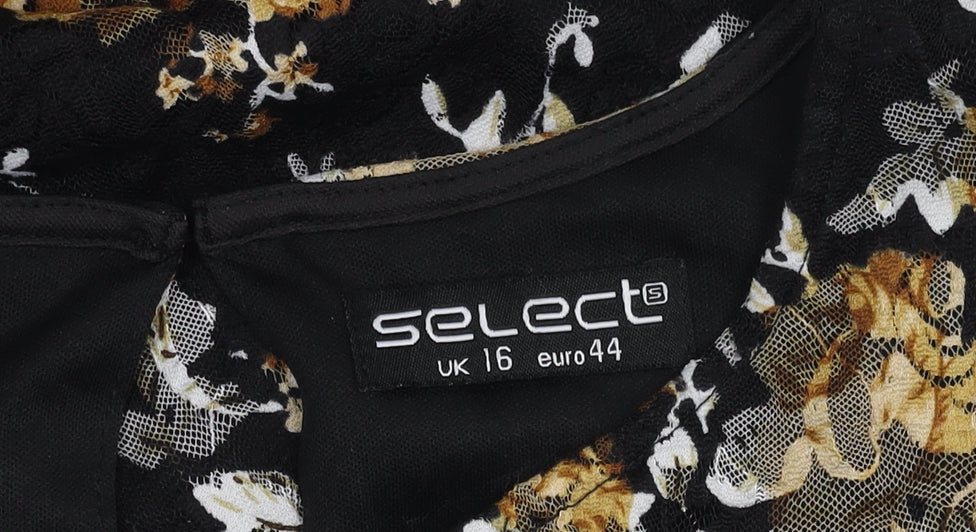 Select Women's Black Floral Cold Shoulder Dress Size 16