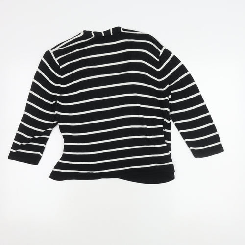 Minuet Women's Black Striped Wrap Top Size 16
