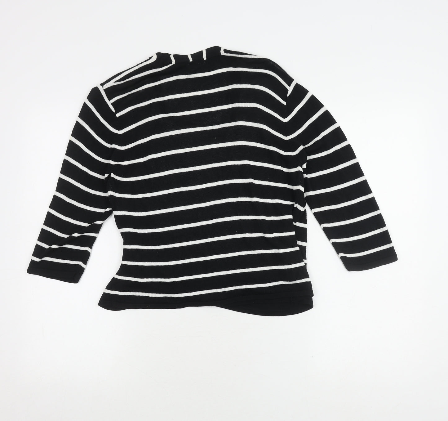 Minuet Women's Black Striped Wrap Top Size 16