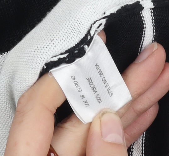 Minuet Women's Black Striped Wrap Top Size 16