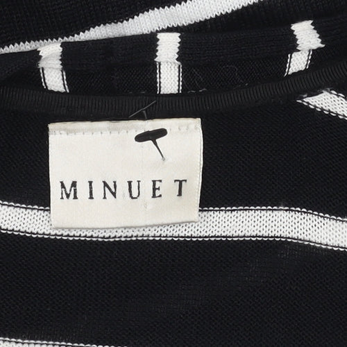 Minuet Women's Black Striped Wrap Top Size 16