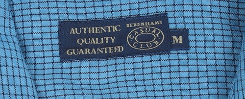 Debenhams Men's Blue Checked Casual Shirt, Medium