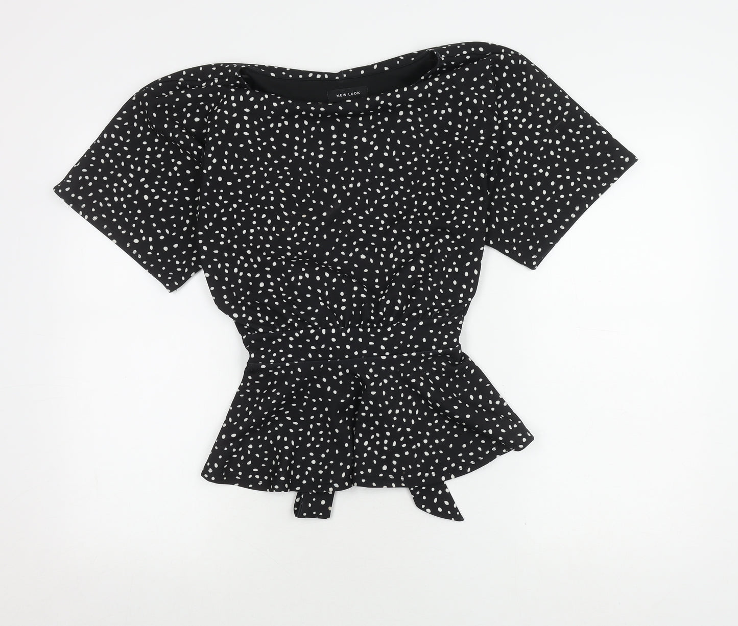 New Look Women's Black Polka Dot Top, Size 12