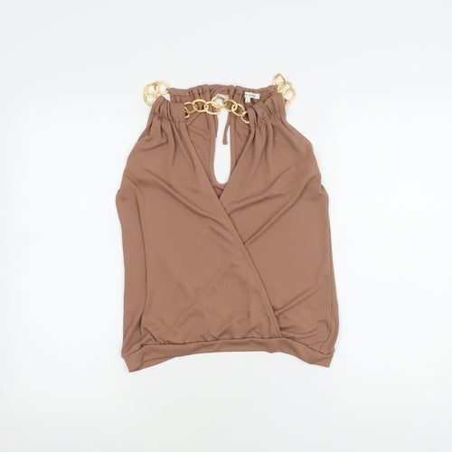 River Island Brown Halter Wrap Top, Women's Size 6, Summer Casual